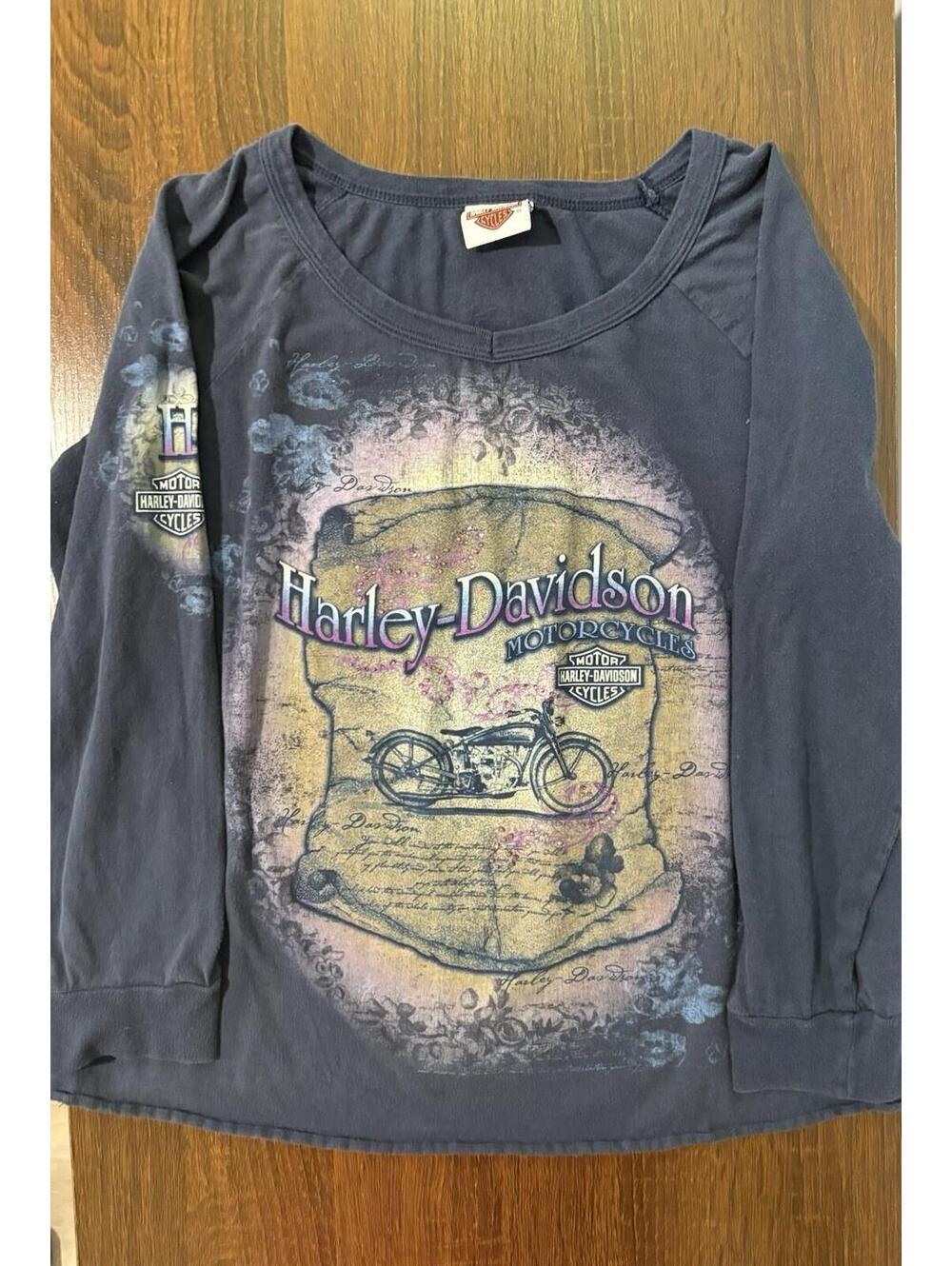 Harley Davidson Women’s Large Blue T-Shirt Rhinestone Bham Al